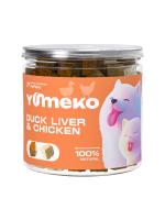YUMEKO сублимированное лакомство для кошек и собак с утиной печенью и кусочками курицы