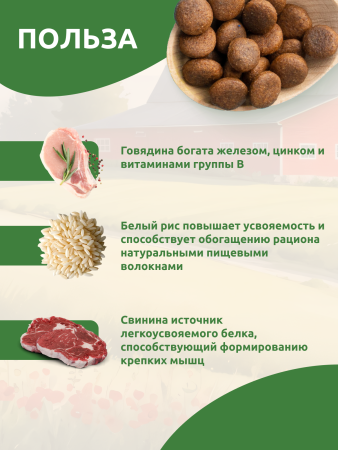 STATERA сухой корм для взрослых собак всех пород Мясное ассорти