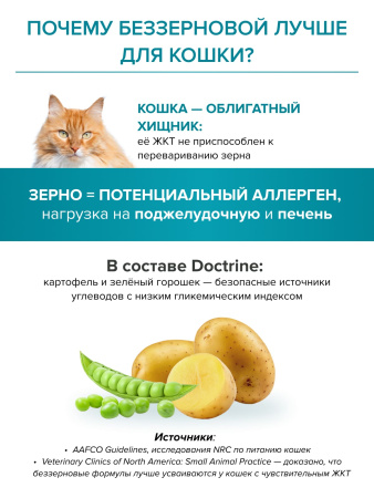 DOCTRINE сухой корм для стерилизованных кошек и кастрированных котов с индейкой и лососем