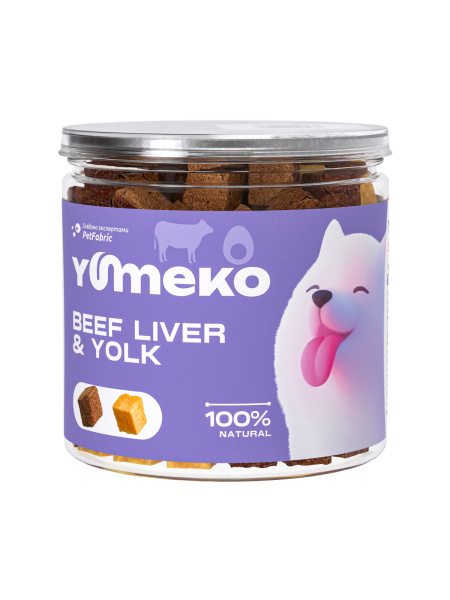 YUMEKO сублимированное лакомство для собак с говяжьей печенью и желтком
