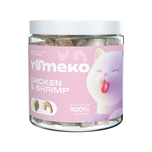YUMEKO сублимированное лакомство для кошек с курицей и креветками YUMEKO сублимированное лакомство для кошек с курицей и креветками