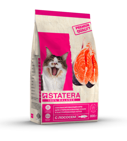 STATERA сухой корм для стерилизованных кошек и кастрированных котов с лососем STATERA сухой корм для стерилизованных кошек и кастрированных котов с лососем