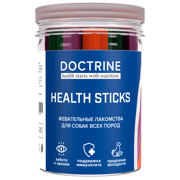 DOCTRINE «Health Sticks» жевательные лакомства для собак всех пород для зрения, молодости и иммунитета DOCTRINE «Health Sticks» жевательные лакомства для собак всех пород для зрения, молодости и иммунитета