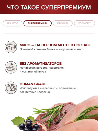 DOCTRINE сухой корм для взрослых собак средних и крупных пород с индейкой, говядиной, уткой,свежим мясом