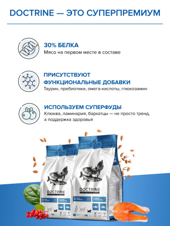 DOCTRINE сухой корм для котят с лососем и белой рыбой