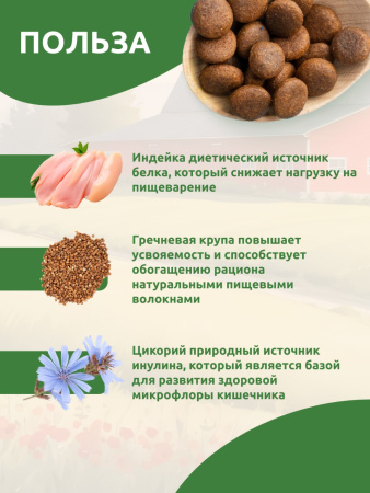 STATERA Полнорационный сухой корм для взрослых собак всех пород с индейкой и гречкой