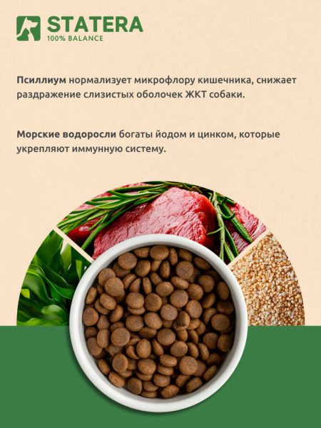 STATERA сухой корм для взрослых собак малых пород с ягненком
