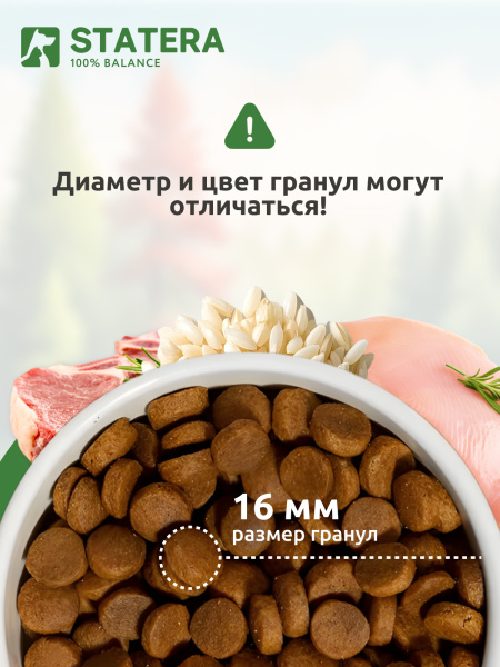 STATERA сухой корм для взрослых собак всех пород Мясное ассорти